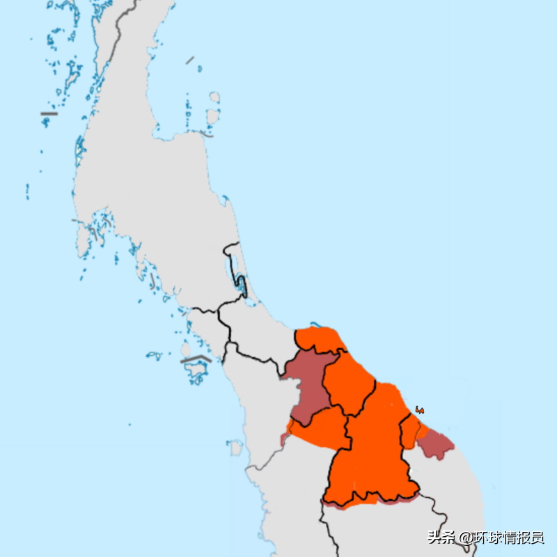 克拉地峡的马来人分布（红色）